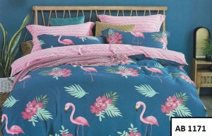 Komplet pościeli 160x200cm. 3cz  100% bawełna 1171 flamingi