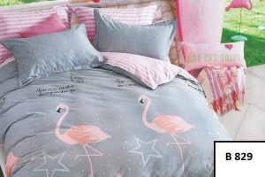Komplet pościeli 160x200 3-części . Bawełna satynowa 100%   FLAMINGI B 829 