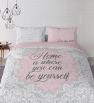 Pościel bawełniana 220x200 Love my home Kocham mój dom szara 3167A