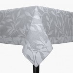 OBRUS ŻAKARDOWY 130x220cm.  ANNA SZARY LIŚĆ (50A) 