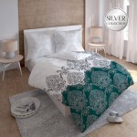 Pościel satynowa 160x200 3391 B Glamour ornamenty orientalna zielona srebrna Home Satin Detexpol