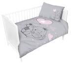 Pościel bawełniana 100x135 Słonik 2930 A szara różowa Lulumi balonik serduszko gwiazdki do łóżeczka dziecięca poszewka 40x60