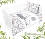 Pościel bambusowa 100x135 Sowy sowa owl sówki kwiatki szara różowa do łóżeczka 3049 B dwustronna