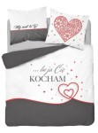 Pościel bawełniana 220x200 Mój świat to Ty bo ja Cię Kocham serca serduszka gwiazdki biała grafitowa czerwona Holland 3332 A