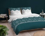 Pościel satynowa 160x200cm. 3539 B Glamour turkusowa biała ornamenty orientalna Home Satin