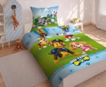 Pościel bawełniana 160x200cm. Psi Patrol Paw przyjaciele 7358 zielona niebieska One Team drużyna PP 08 DC