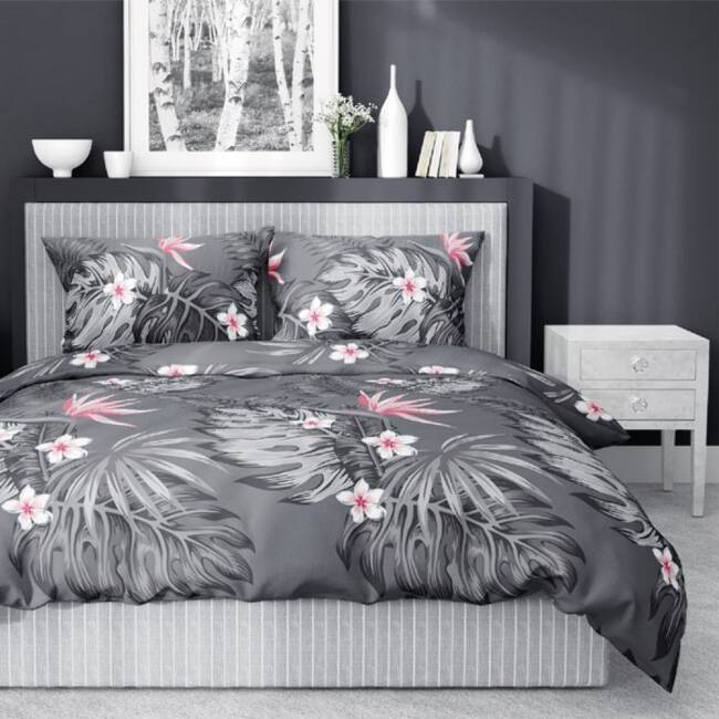 large_posciel-satynowa-220x200-3641-b-szara-rozowa-liscie-palmy-kwiaty-rajski-ptak-strelitzia-home-satin-3-2.jpg