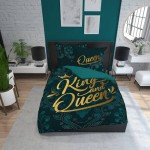 Pościel bawełniana 220x200cm. 3590 A Król i Królowa ornament butelkowa zieleń King and Queen Home4