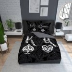 Pościel bawełniana 160x200cm. 3597 A Król i Królowa Pik Kier czarna biała ornamenty orientalna Home4 