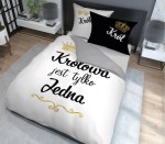 Pościel bawełniana 160x200cm. 3600 A Królowa jest tylko Jedna korona złota biała czarna Home4 