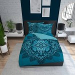 Pościel bawełniana 160x200cm. 3596 A Rozeta turkusowa ciemna ornamenty orientalna Glamour Home4 