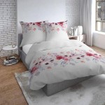 Pościel flanelowa 220x200cm. 3372 A malowane Kwiaty biała wrzosowa Flanela Home 1