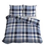 Pościel flanelowa 220x200cm. 3666 B krata szara niebieska Flanela Home 1