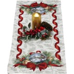BIEŻNIK, OBRUS GOBELIN BN 140x42cm. CM MOTYW ŚWIĄTECZNY STROIK