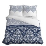 Pościel satynowa 180x200 3827 A Glamour biała granatowa ornamenty orientalna Home Satin 4 