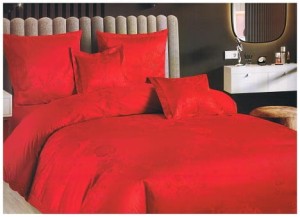 Komplel pościeli atłas- satyna bawełniana 200x220cm. 6-części atłasowa  GD 130 czerwona