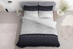 Pościel flanelowa 160x200cm. 3667 B szara grafitowa Kwiaty liście Flanela Home 
