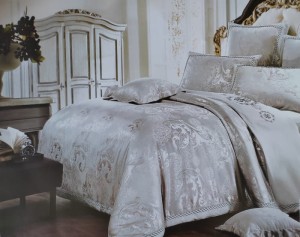 Komplet pościeli szaro-srebrna, atłas-satyna bawełniana, 6-cio częściowy 200x220  GD 94