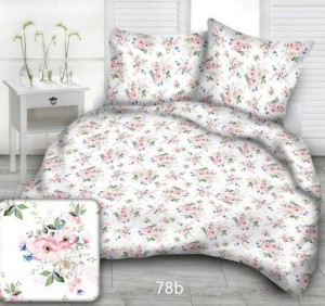 Poszewka bawełniana 70x80cm. 78b biała kwiat jabłoni listki zielone zapinana na zamek