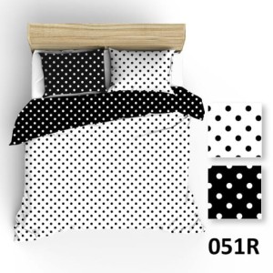 Poszewka bawełniana 50x60  biało czarne grochy 051 