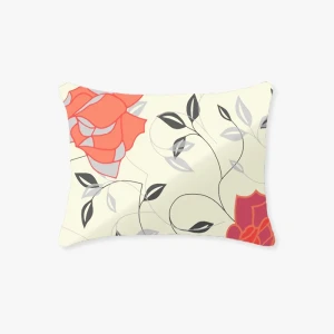 Poszewka bawełniana 40x40 kwiaty kremowa czerwona 545N Classic