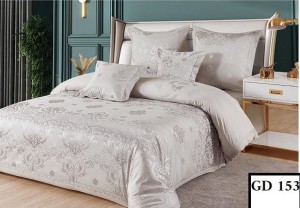 Komplet pościeli szaro-srebrna, atłas-satyna bawełniana, 6-cio częściowy 200x220  GD 153