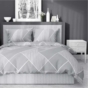 Pościel satynowa 180x200cm. 4532 A szara geometria Home Satin 131 