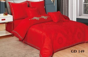 Komplel pościeli atłas- satyna bawełniana 200x220cm. 6-części atłasowa  GD 149 czerwona 