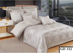 Komplet pościeli szaro-srebrna, atłas-satyna bawełniana, 6-cio częściowy 160x200cm.  GD 152 