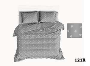 Pościel bawełniana 200x220  bawełna 100% , szare tło, białe serduszka R121