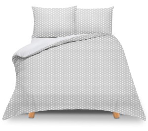 Pościel bawełniana 200x220  bawełna 100% szara w białe kropki
